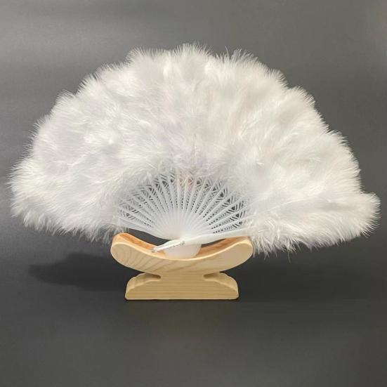 Винтажный складной веер из перьев, ручной веер для свадебной вечеринки, переносной летний веер, украшение для танцевального представления, аксессуары для вечеринок