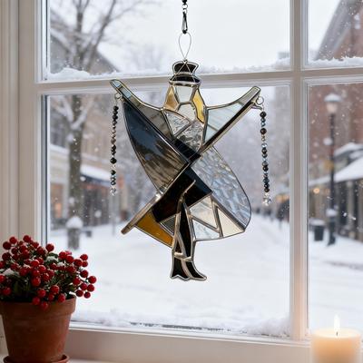 2/4 шт. Акриловая подвеска «Танцующий король», ручная работа, витражная танцовщица, спиннер, ловец солнца, декор для улицы, сада, двора, окна