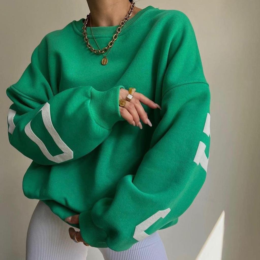 Autumn and Winter Women's Casual Fashion Print Thickened All-match Top Long-sleeved Sweater