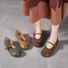 Genuine Leather Retro Women's Shoes Top Layer Cowhide Versatile for Spring and Autumn Commuting Shallow Women's Single Shoes