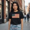 Американский флаг Органический хлопок Футболка винтажная Стирка Дышащий Растягивающийся дизайнерская одежда Удобный модный уличный стиль