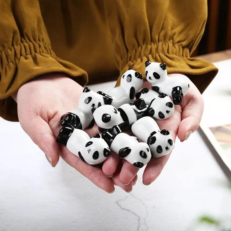 8pcs/set Creative Cartoon Panda Ceramic Chopsticks Holder Stand Chinese Chopstick Rack Home Decor Kitchen Gadget and Accessories