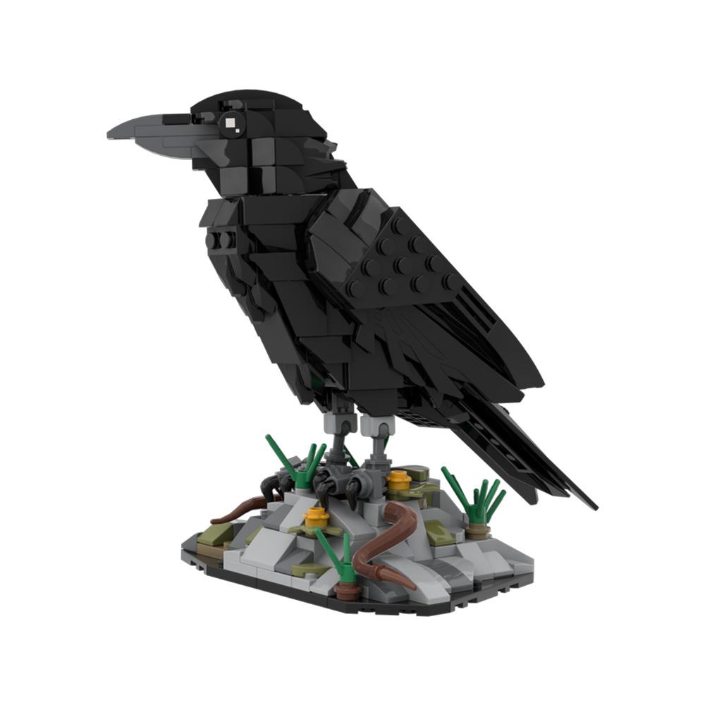 Gobricks MOC-217187 Raven Building Blocks Creative Animal Series Crow Bricks Models Assembly Toy Bird Giftts