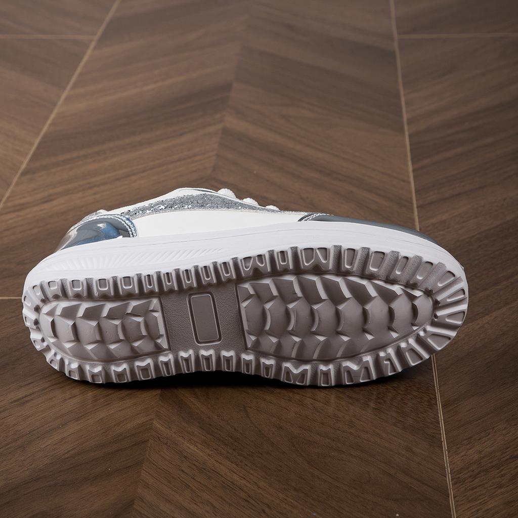 TUINANLE Casual Platform Shoes for Women Silver Glitter Sequin Chunky Sneakers Girls Elevated Thick Soled Shoes