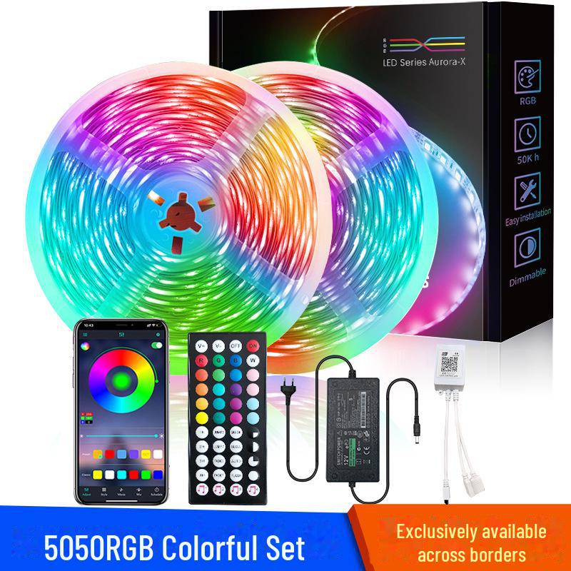 Набор RGB светодиодной ленты Bluetooth с голосовым управлением, синхронизацией с музыкой и 44-клавишным пультом для декора атмосферы