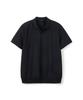HERVINO Ribbed Spandex Muscle Fit Open Collar Short Sleeve Tee [Black]