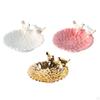 12.8 Cm Round Porcelain Jewelry Tray for Earrings And Business Cards with 2 Bird Statues As A