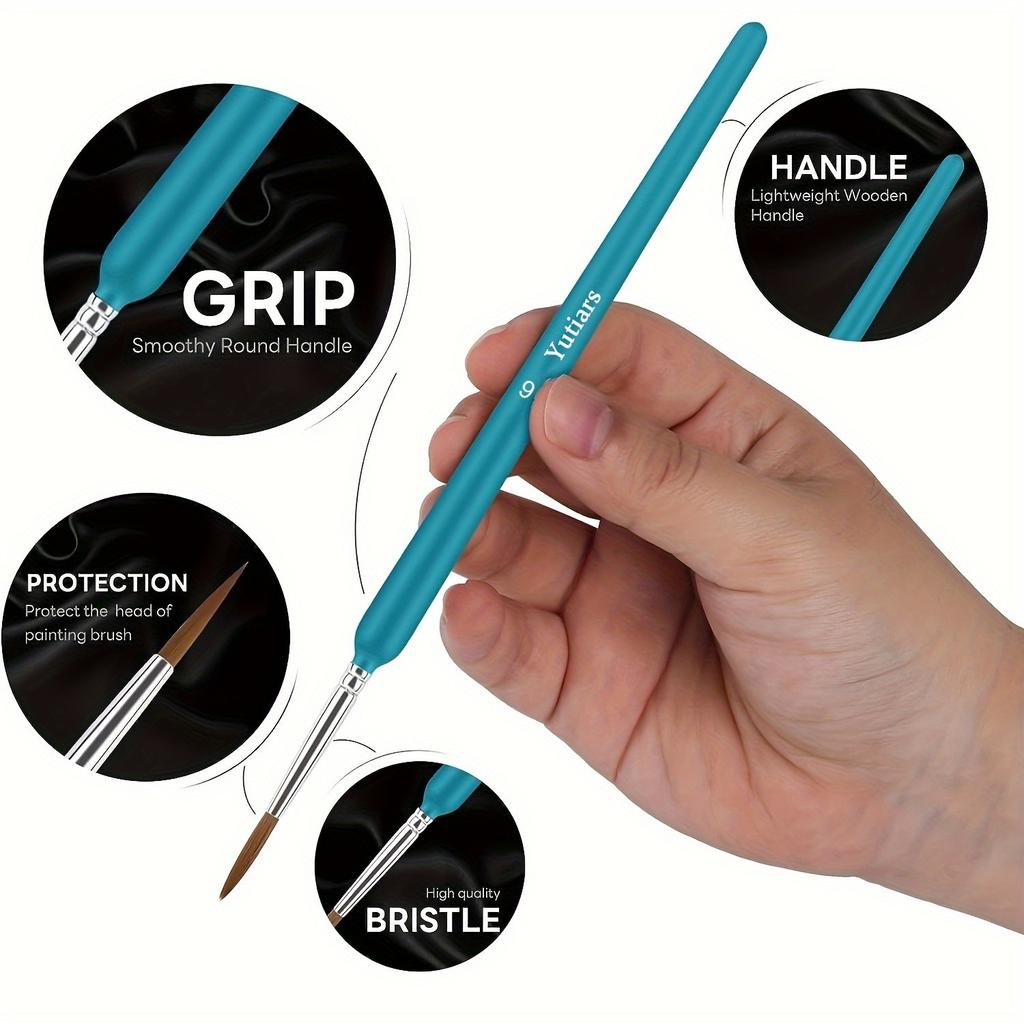 11pcs Premium Paint Brush Set With Natural Wood Triangle Rod For Watercolor Oil Craft Drawing