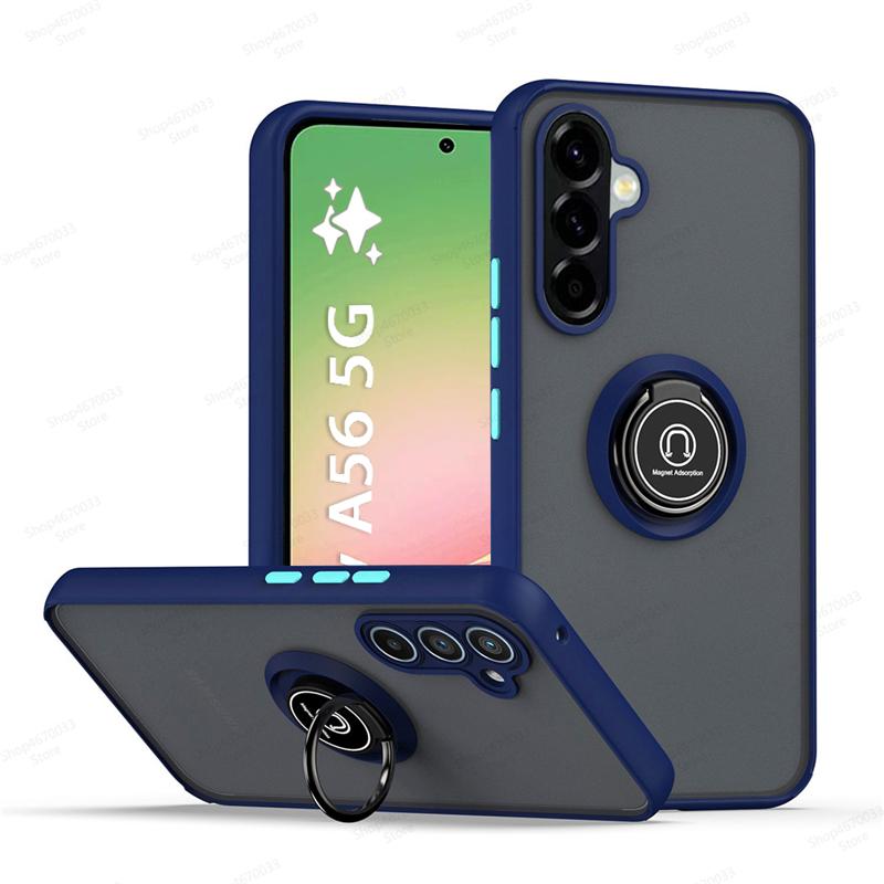 Матовый чехол с магнитным кольцом для Samsung Galaxy A56 5G Для Samsung A55 A35 A54 A53 A34 A24 A13 A33 A52 A53 A51 A32 Противоударная Funda