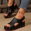 2025 new summer women's platform fish mouth sandals foreign trade large size Velcro platform sandals spot