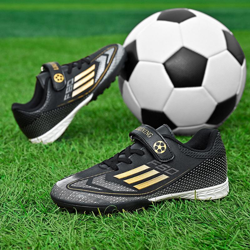 Детские противоскользящие футбольные бутсы на липучках для искусственного покрытия для мальчиков и девочек - Износостойкие тренировочные бутсы для соревнований