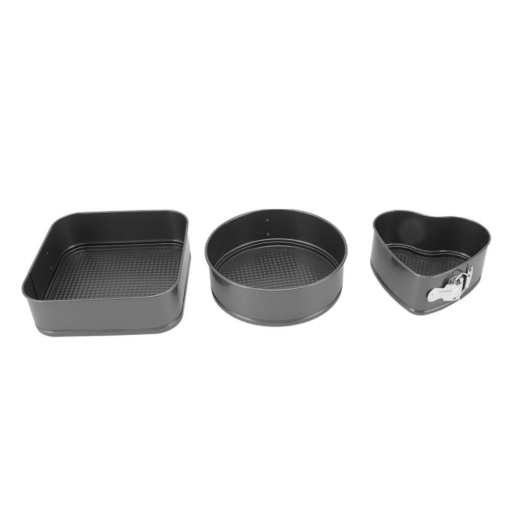 3pcs Carbon Steel Springform Pan Set Removable Bottom Cheesecake Pan Set Home Kitchen DIY Baking