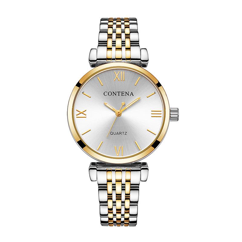 CONTENA Women Watch Fashion Simple Top Brand Luxury Silver Watch Stainless Steel Ladies Watch Clock Reloj Mujer Zegarek Damski