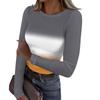 Women's Autumn And Winter Slim Bottom T-shirt Fashion Casual Gradient Printing Round Neck Pullover Long Sleeve Top