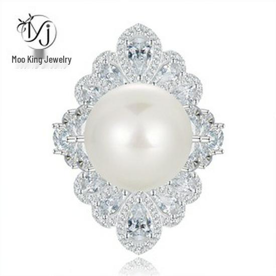 Mooijing S925 Silver Rock Candy Ring with 9x12mm Rectangular White Diamond - Trendy European & American Style