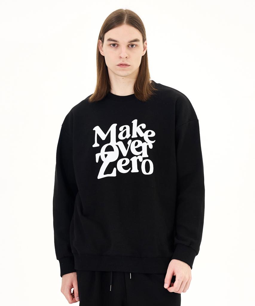 MOZMOZ Square Shine Logo Oversized Sweatshirt Black