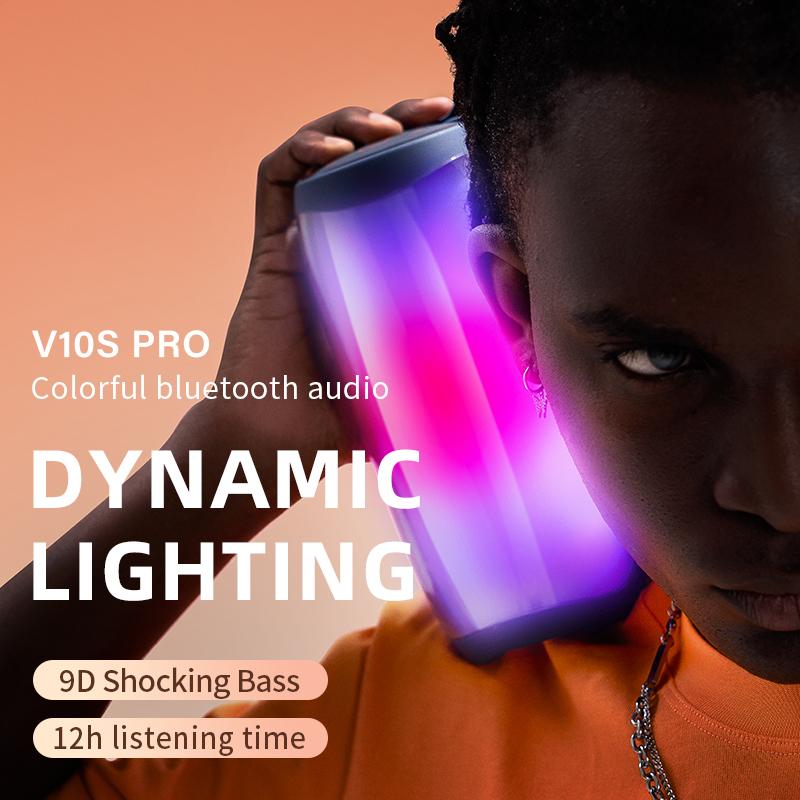 V10s pro беспроводной Bluetooth аудио открытый портативный водонепроницаемый сабвуфер светодиодный красочный световой эффект автомобильный дом HIFI высокое качество звука