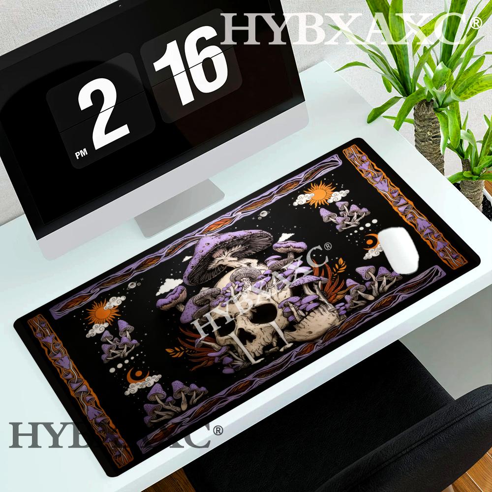 HYBXAXC Готский стиль грибы и черепа Коврик для мыши Настольный коврик со прошитыми краями Основа из натурального каучука коврик для мыши Расширенный коврик