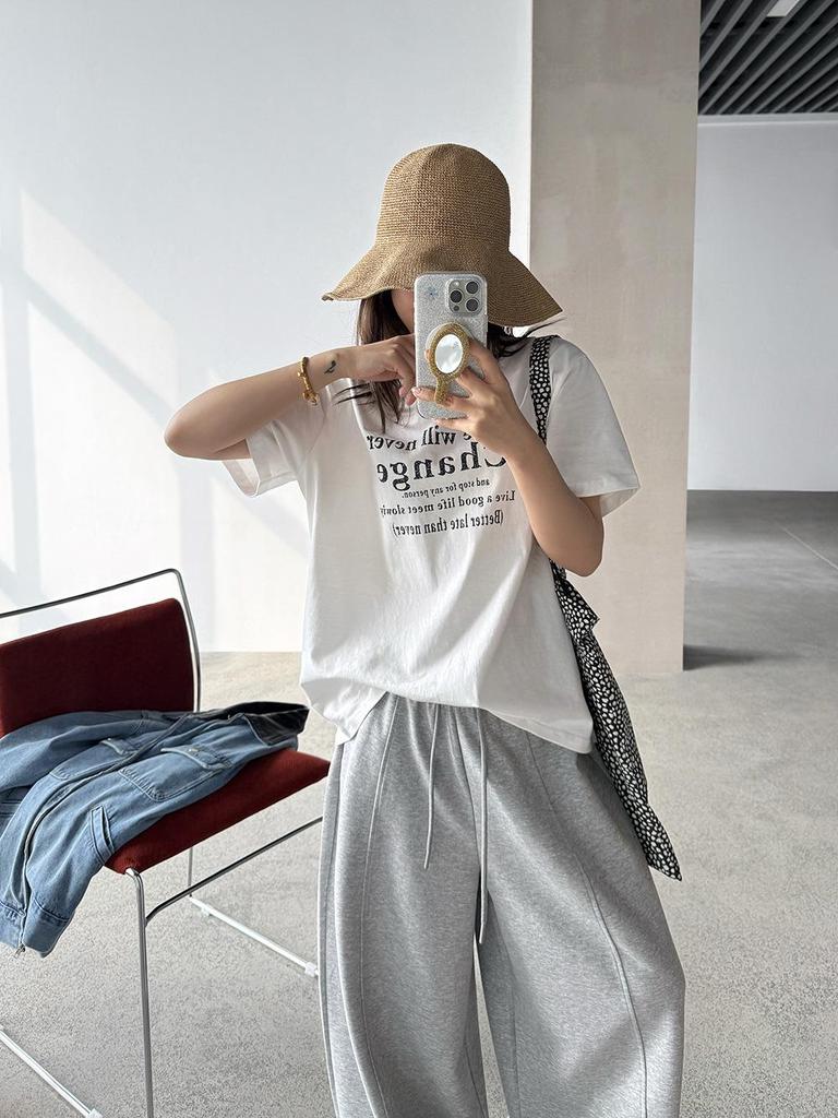 Good Quality Women's Casual Loose Letter Print T-shirt - Simple Ins Style, Short Sleeve