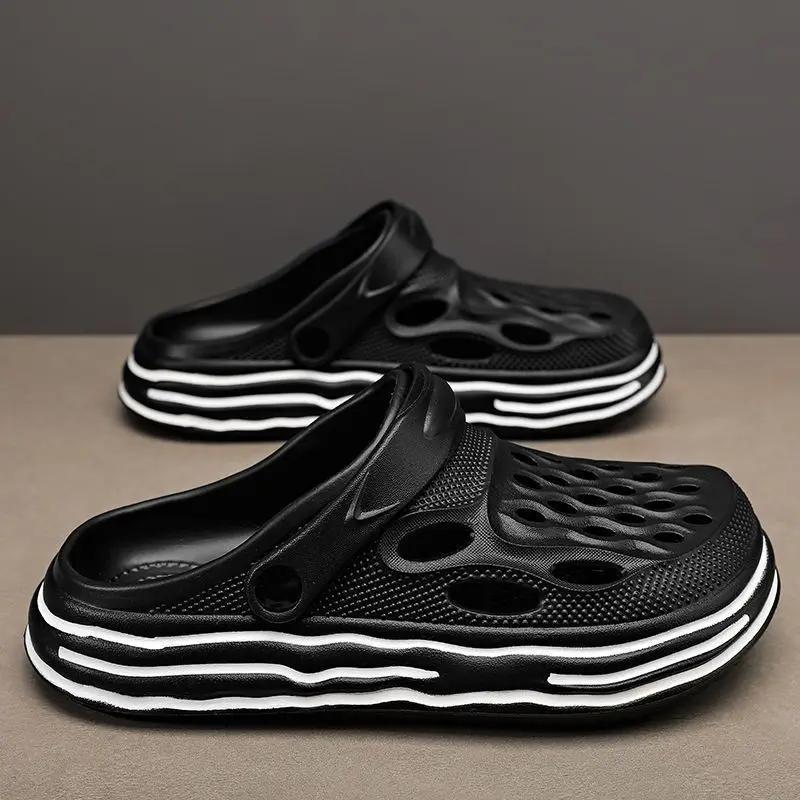 Модная платформа Мужские тапочки с отверстиями Сабо Слайды Мягкие Пляжные Повседневные Стиль 2025 Веселые Взрослые Высокое Качество Модный Дизайнер Роскошная Мужская Обувь