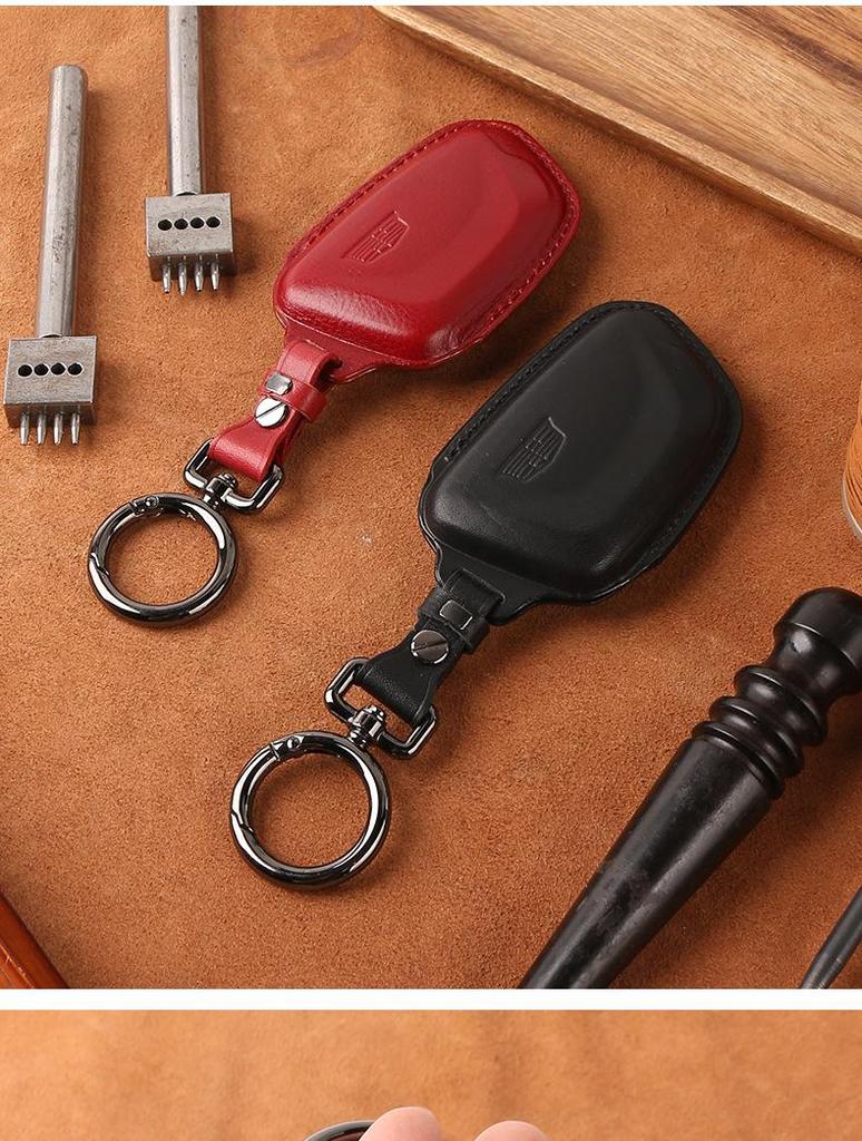 Genuine Leather Key Case for Cadillac CT5/CT4/XT6 - Premium Cowhide Key Holder