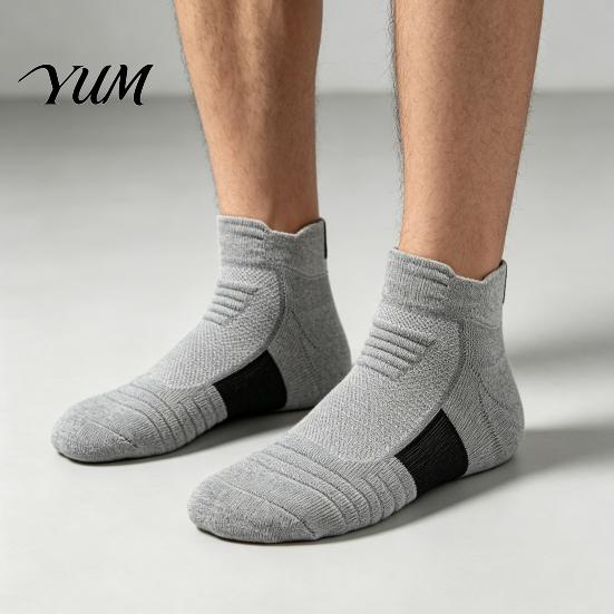 Shock Absorbing Gym Socks Men Sports Socks, Athletic Cushioned Crew for Running Basketball Sturdy Exercise And Outdoor Training, Breathable