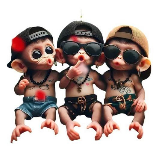 Подвеска для автомобиля Мультяшная надутая обезьянка Шарм Акриловая подвеска Легкая 2D Рюкзак Автоаксессуар Автомобиль