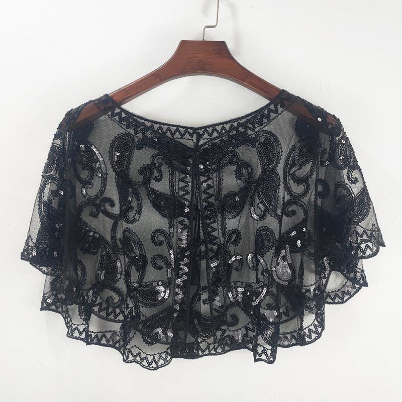 Женская шаль из сетки с пайетками большого размера - Вышитый кардиган без рукавов с бисером и куртка от солнца