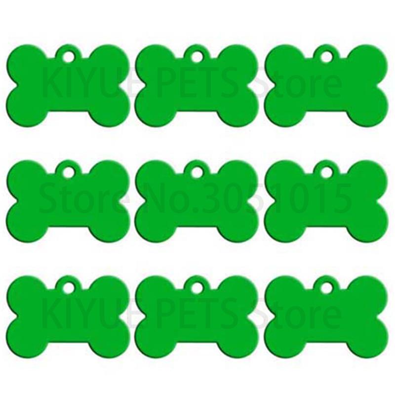 Оптовая продажа 100 шт. Косточка Жетон для идентификации собаки Гравировка Идентификационные жетоны для домашних собак Ошейники Бирки с именем и номером в форме косточки Анодированный алюминий на заказ Бирка для щенка