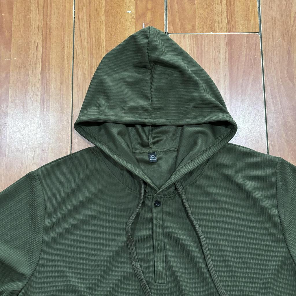 Spring Autumn Hooded T Shirt Men Long Sleeve Solid Color Slim Fit Sports Tops Fashion Breathable Casual Tees Mens V Neck Tshirt