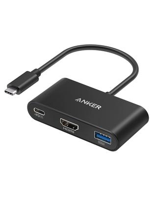 Концентратор Anker PowerExpand с выходом 4K HDMI 90 Вт PD USB iPad MacBook XPS Note и другие 3-в-1 Поддержка USB-C, Порт, Сквозная зарядка, Совместимый,