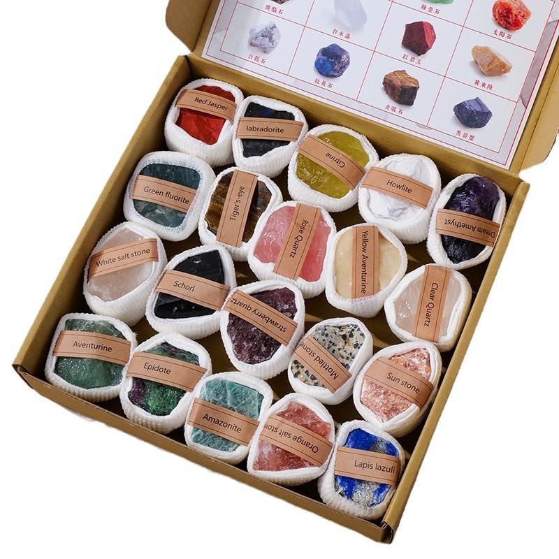 Коробка с образцами руды из кристаллов Восточно-Китайского моря: Натуральный кристалл, необработанный агат, детский подарок, украшение из хрустального камня