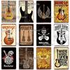 Music Gitar Vintage Metal Sign Tin Sign Rock Plaque Home Wall Decor Bar Sign Home Decor Country Poster Drop Shipping