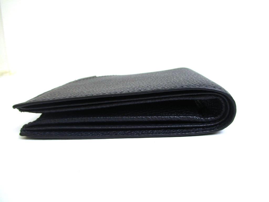 Authentic PRADA Navy blue Leather Bifold Wallet Compact Wallet #a691  Open box