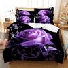 Purple Duvet Cover Set 3D Polyester Comforter Cover Lavender Butterfly Romantic Theme King Queen Size For Kids Girls Women Boys