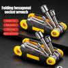 High Hardness Folding Socket Wrench Hexagonal Screwdriver Wrench 6 In 1 Socket Wrench  Bicycle