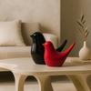 Creative Black and Red Glossy Ceramic Birds Figurines Home Decorations Accessories Party (Pack of 2, Black & Red)