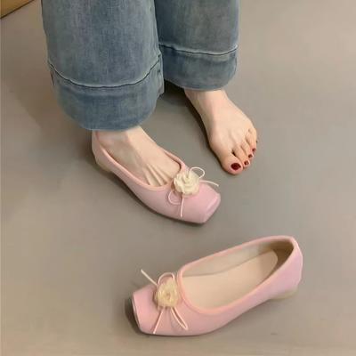 Французские туфли Мэри Джейн на высоком каблуке, детская весна 2025, новые китайские балетки с изображением сказочного ветра и цветка