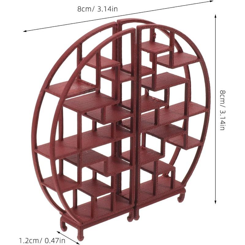 Mini Display Shelf for Dollhouse, 1:25 Scale Chinese Curio Cabinet, Miniature Chinese Furniture Model for DIY Sand Tray Decoration and Home Display