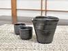 Bonsai Tao Shigaraki ware sake luster cup, black,