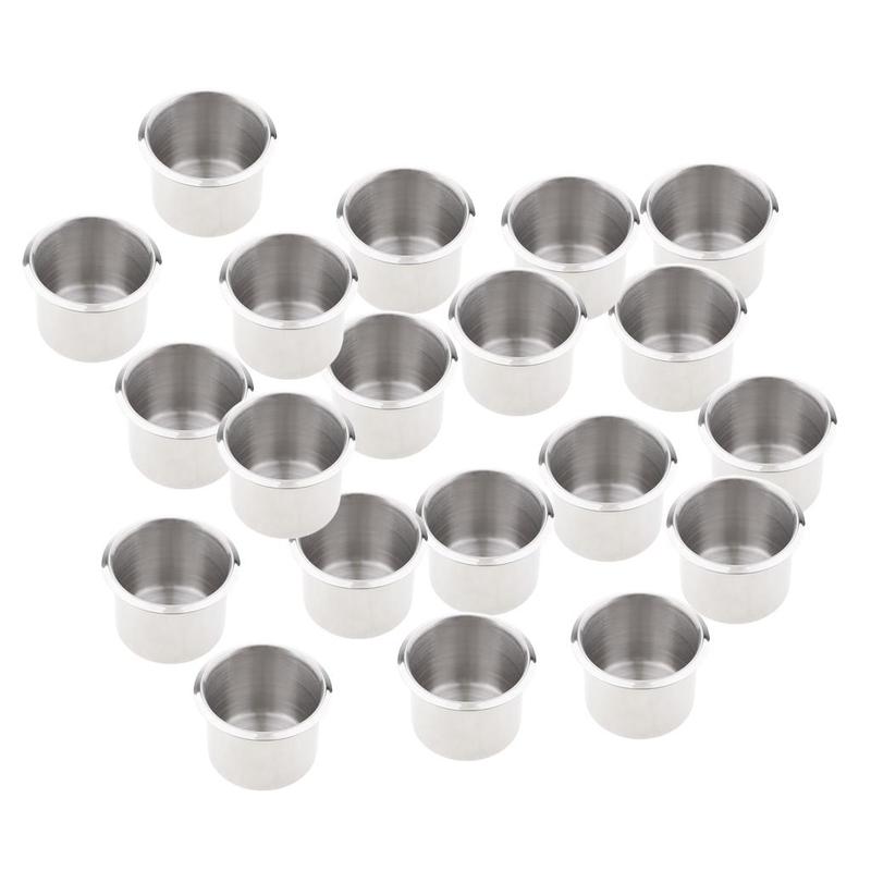 Pack of 20 Small Stainless Steel Recessed Cup Drink Holder for Poker Table and Boat & RV Cars