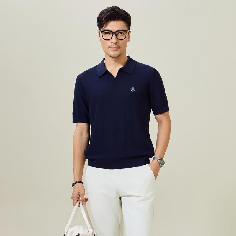 2026 Summer Men's Seagull Collar Short Sleeve T-shirt Polo