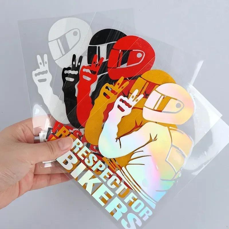 15x11СМ 3D Уважение к Байкерам Водонепроницаемая Съемная Мотоциклетная Светоотражающая Виниловая Наклейка Декаль Автомобильная Наклейка на Заднее Стекло