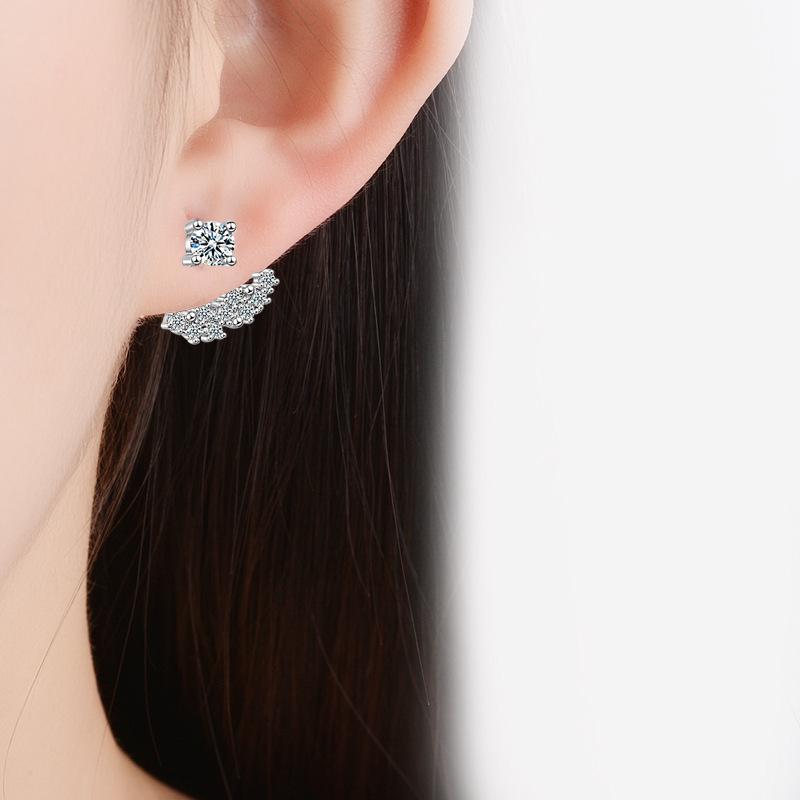 Back Hanging Zirconia 1 Pairs Shiny Zircon Stud Earrings for Women Vintage Wedding Jewelry Classy and Elegant Trendy Girl Gift