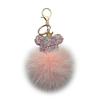 Luxurious Diamond-Studded Bear Keychain with Real Fox Fur - Stylish Accessory and Thoughtful Gift