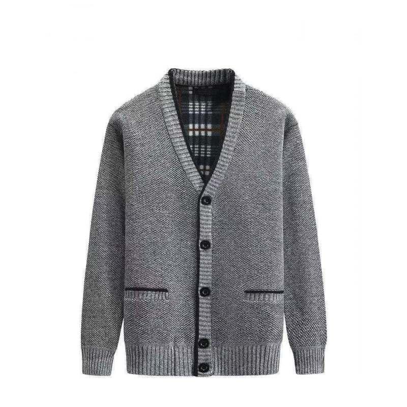 Мужское утолщенное пальто с длинными рукавами, зимний вязаный кардиган с V-образным вырезом, повседневные топы больших размеров