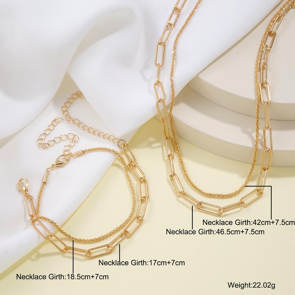 17KM Комплект из 2 предметов, блестящая сверкающая цепочка на ключицу, ожерелье, браслет, комплекты ювелирных изделий для женщин, минималистичные свадебные аксессуары для вечеринок