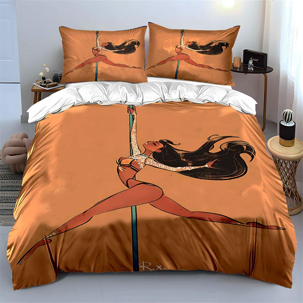 Pole Dance Art with Lace Bedding Duvet Cover Set Duvet Cover Pillowcases (1*Duvet Cover 2*Pillowcases, without duvet insert)