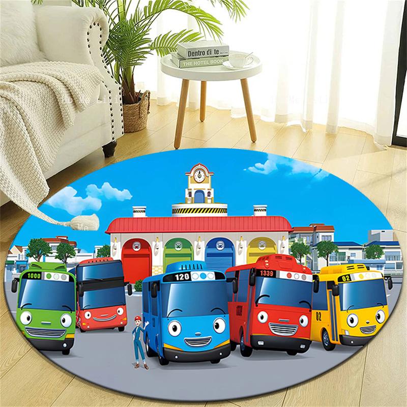 1pc Tayo The Little Bus1 Design Printed Area Round Carpet for Bedroom Living Room Home Decor Rugs Mat Non Slip Mat Rug for Bedside