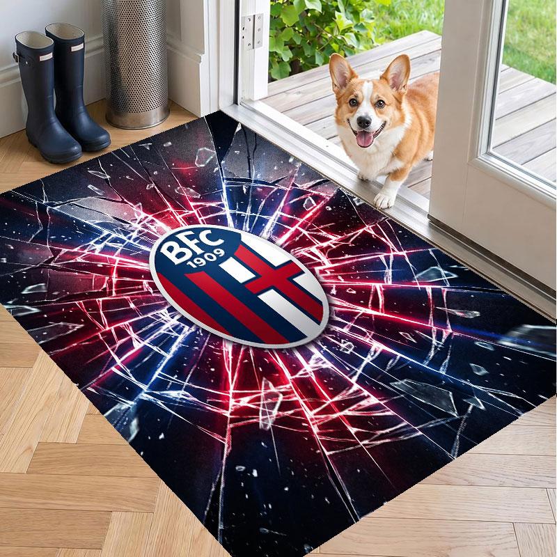 Soft Floor Carpet Bologna FC Pattern Area Rug Decorative Mat For Home Room Decoration